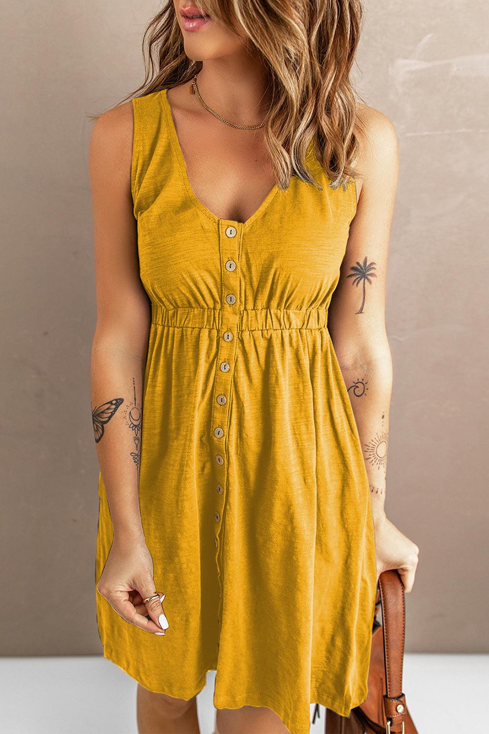 Sleeveless Button Down Mini Dress - Dahlia Boutique