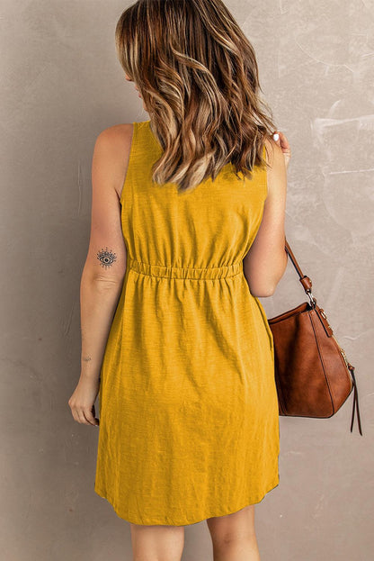 Sleeveless Button Down Mini Dress - Dahlia Boutique