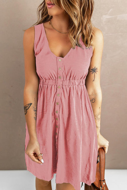 Sleeveless Button Down Mini Dress - Dahlia Boutique