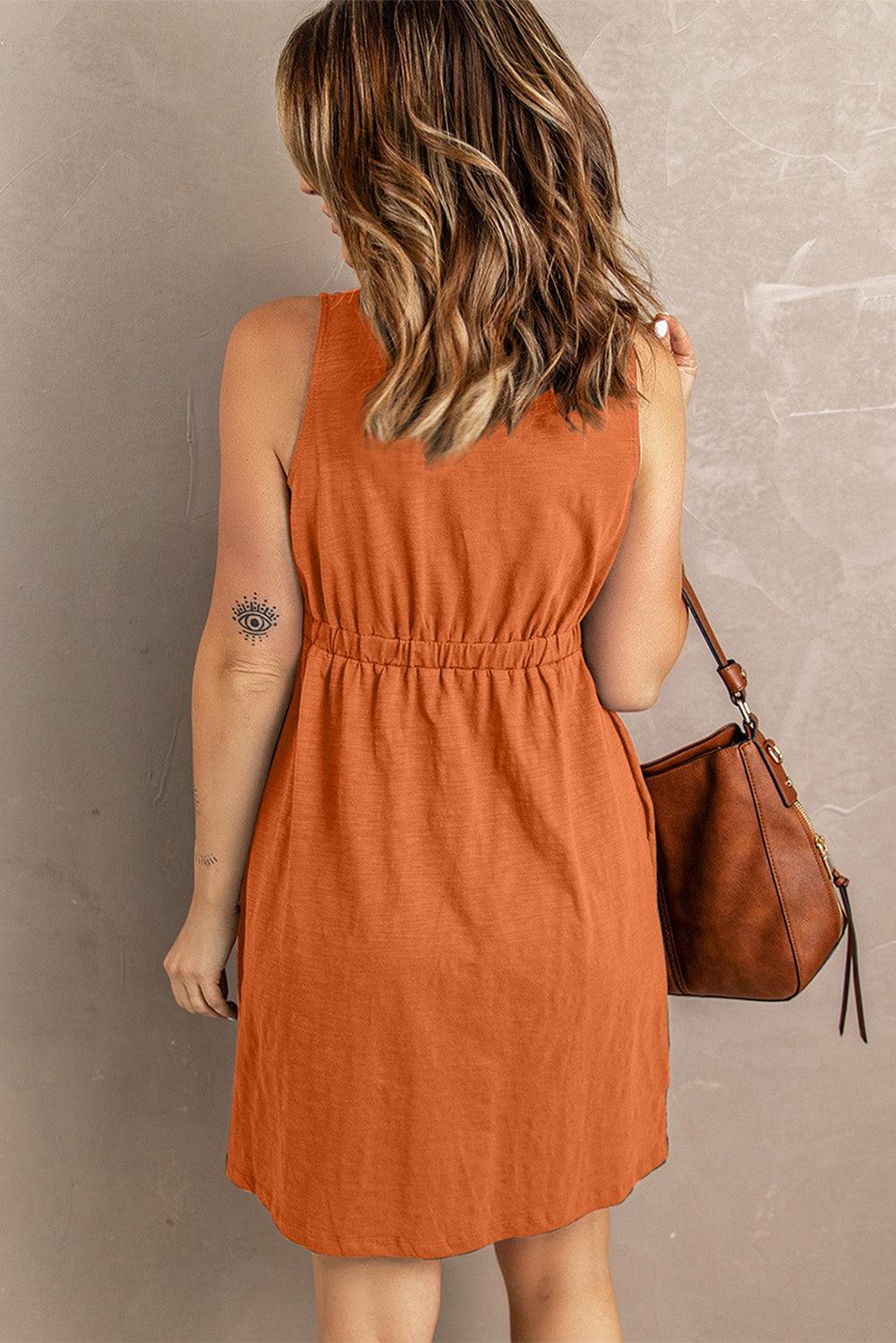 Sleeveless Button Down Mini Dress - Dahlia Boutique