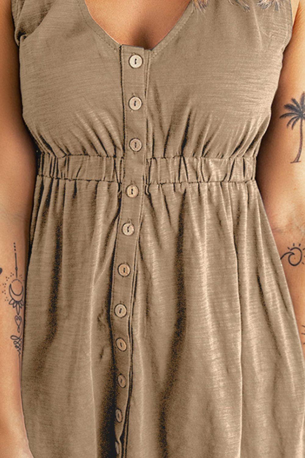 Sleeveless Button Down Mini Dress - Dahlia Boutique