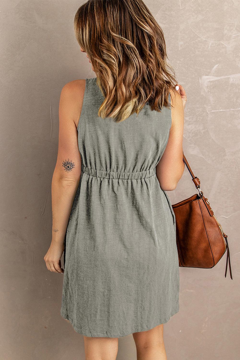 Sleeveless Button Down Mini Dress - Dahlia Boutique