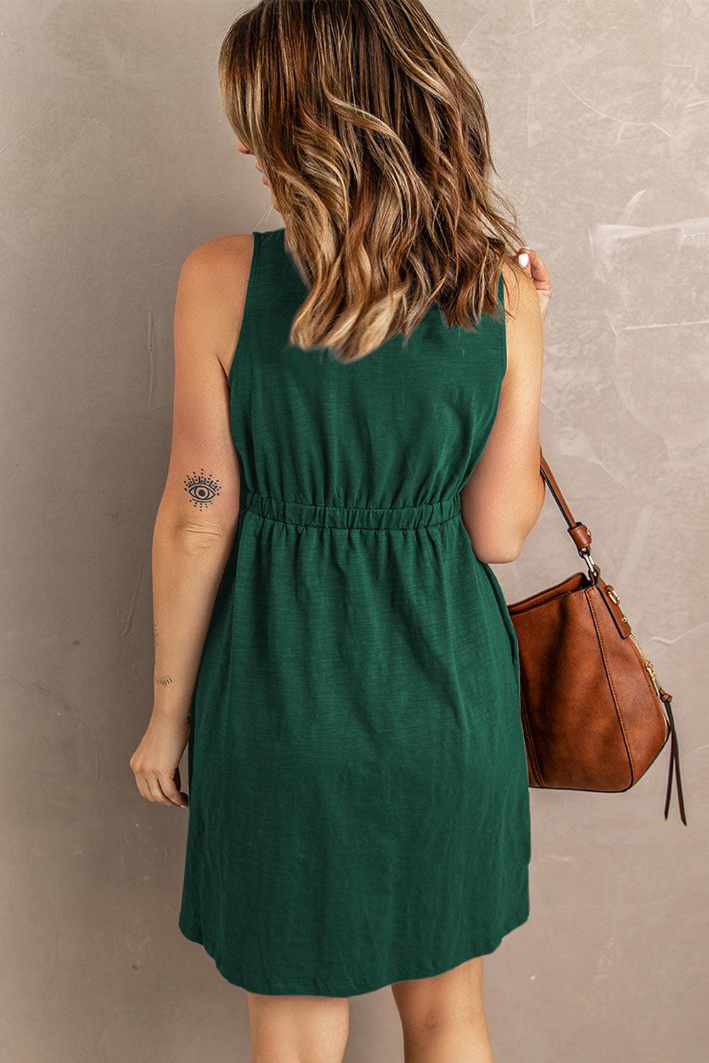 Sleeveless Button Down Mini Dress - Dahlia Boutique