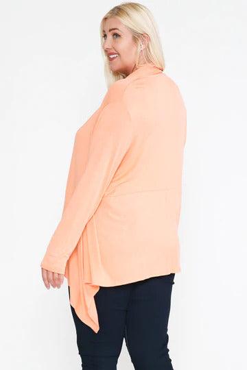 Waist Seam Shark Bite Long Sleeve Open Solid Cardigan - Dahlia Boutique