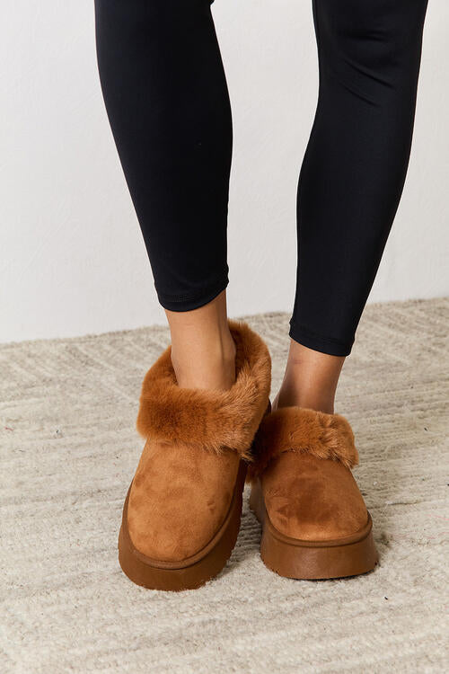 Legend Footwear Furry Chunky Platform Ankle Boots - Dahlia Boutique