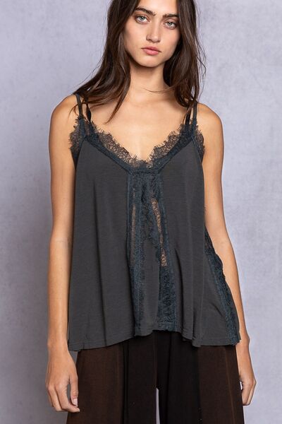 POL Lace Detail V-Neck Cami - Dahlia Boutique