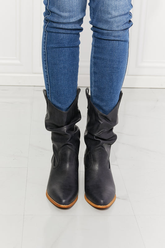MMShoes Better in Texas Scrunch Cowboy Boots in Navy - Dahlia Boutique