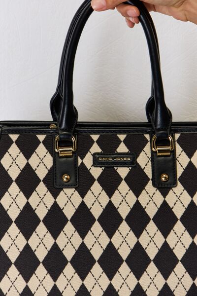 David Jones Argyle Pattern PU Leather Handbag - Dahlia Boutique