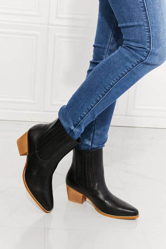 MMShoes Love the Journey Stacked Heel Chelsea Boot in Black - Dahlia Boutique