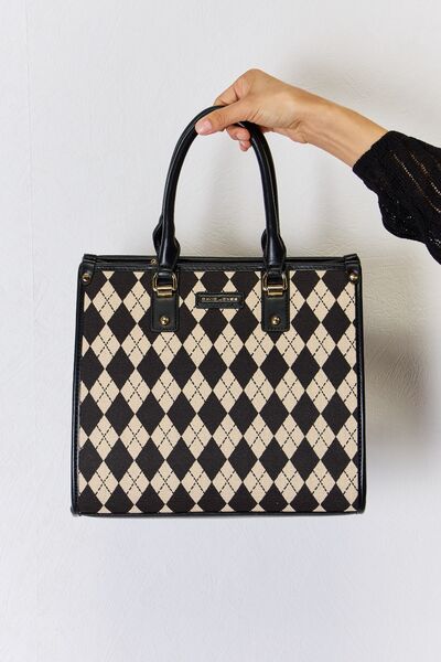 David Jones Argyle Pattern PU Leather Handbag - Dahlia Boutique