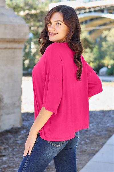 Basic Bae Full Size Round Neck Drop Shoulder T-Shirt - Dahlia Boutique