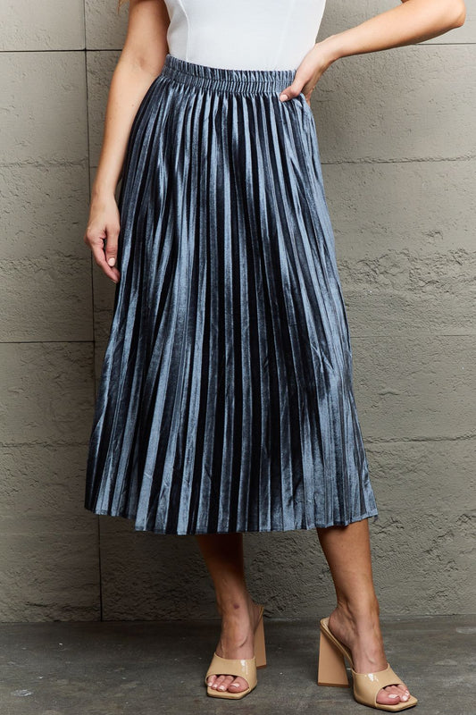 Ninexis Accordion Pleated Flowy Midi Skirt - Dahlia Boutique