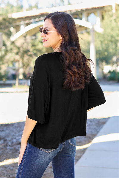 Basic Bae Full Size Round Neck Drop Shoulder T-Shirt - Dahlia Boutique