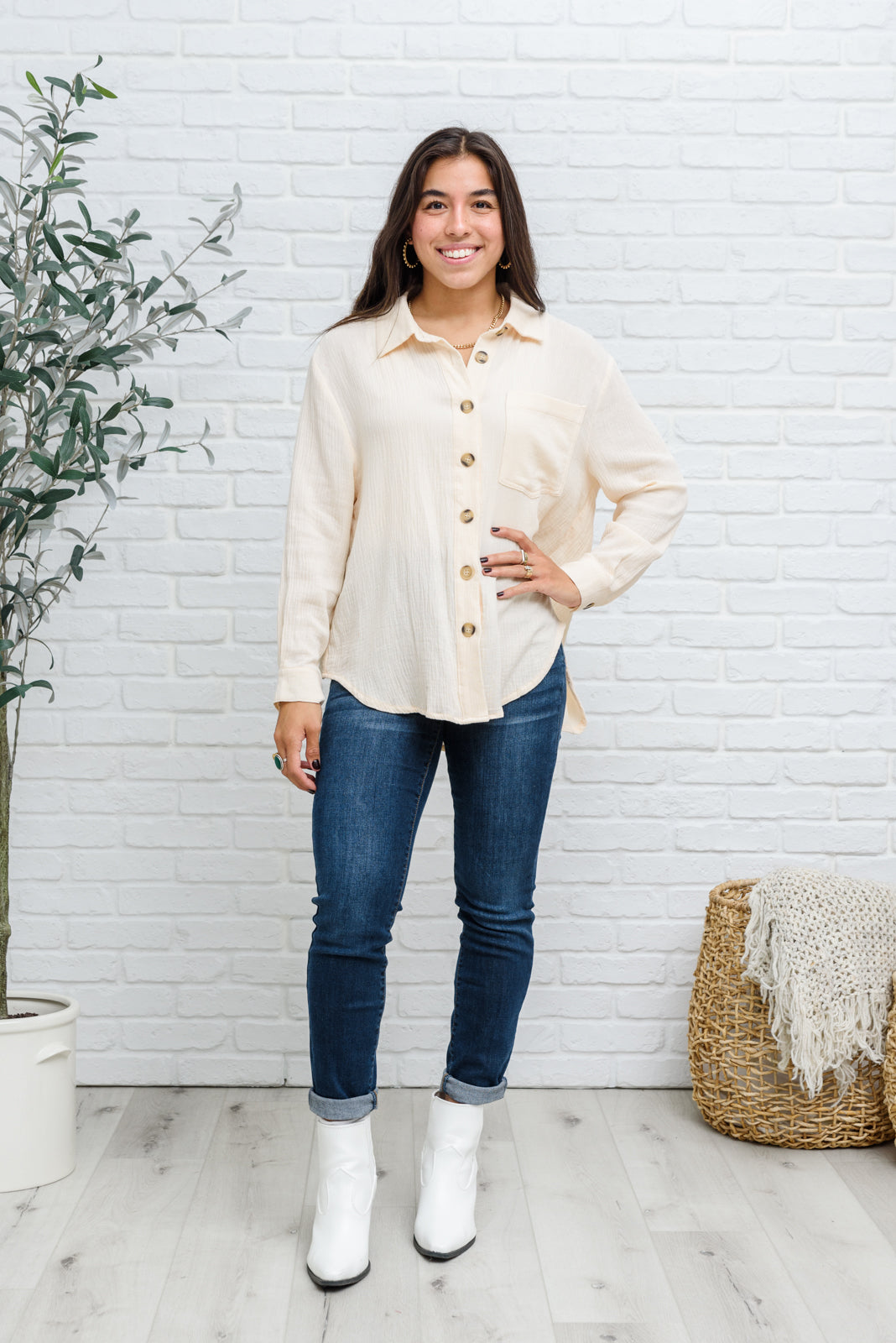 Want The Best Button Up Top - Dahlia Boutique