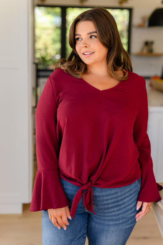 A Flare And A Bow Top - Dahlia Boutique