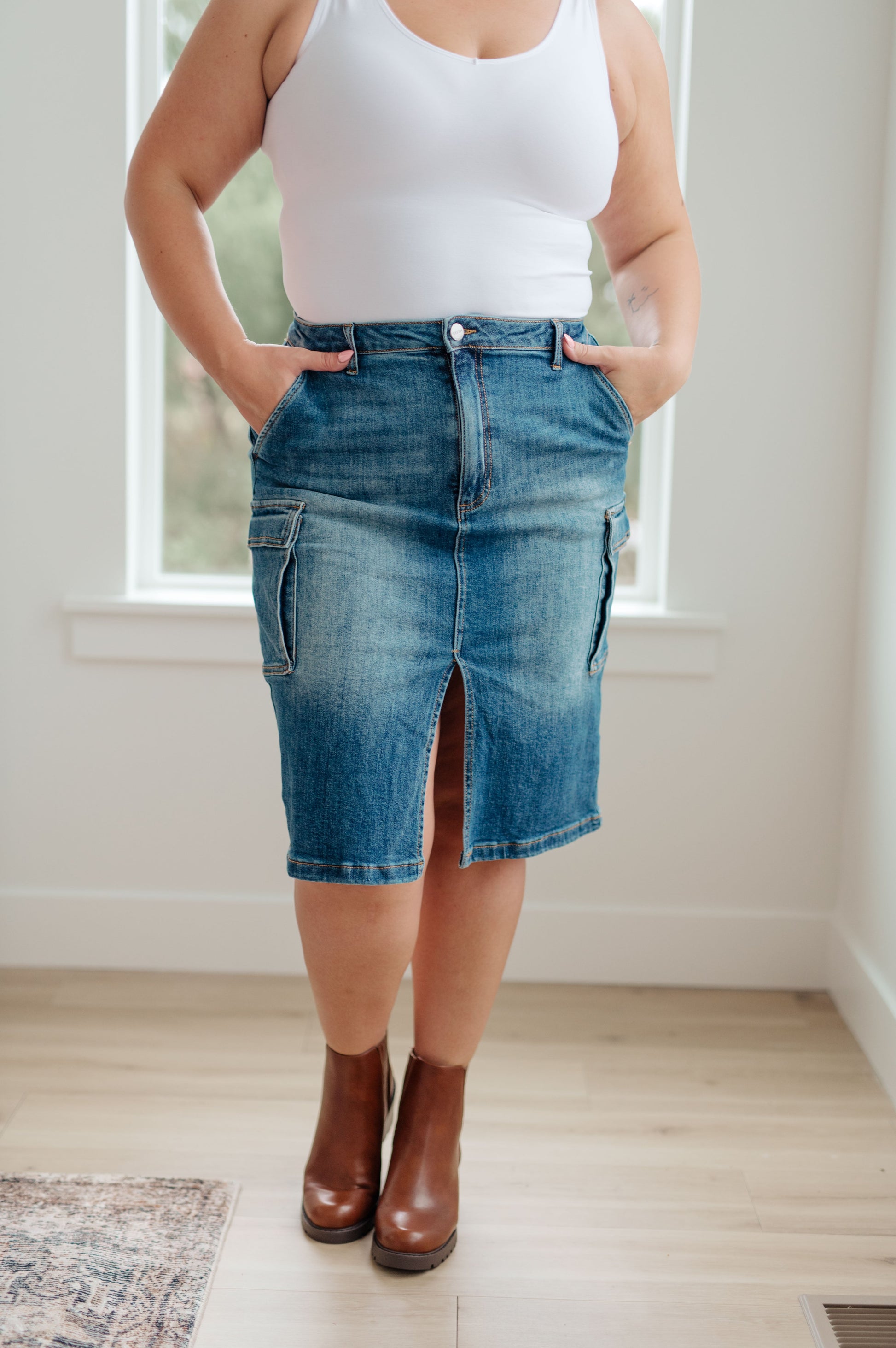 Always Be There Cargo Denim Skirt - Dahlia Boutique