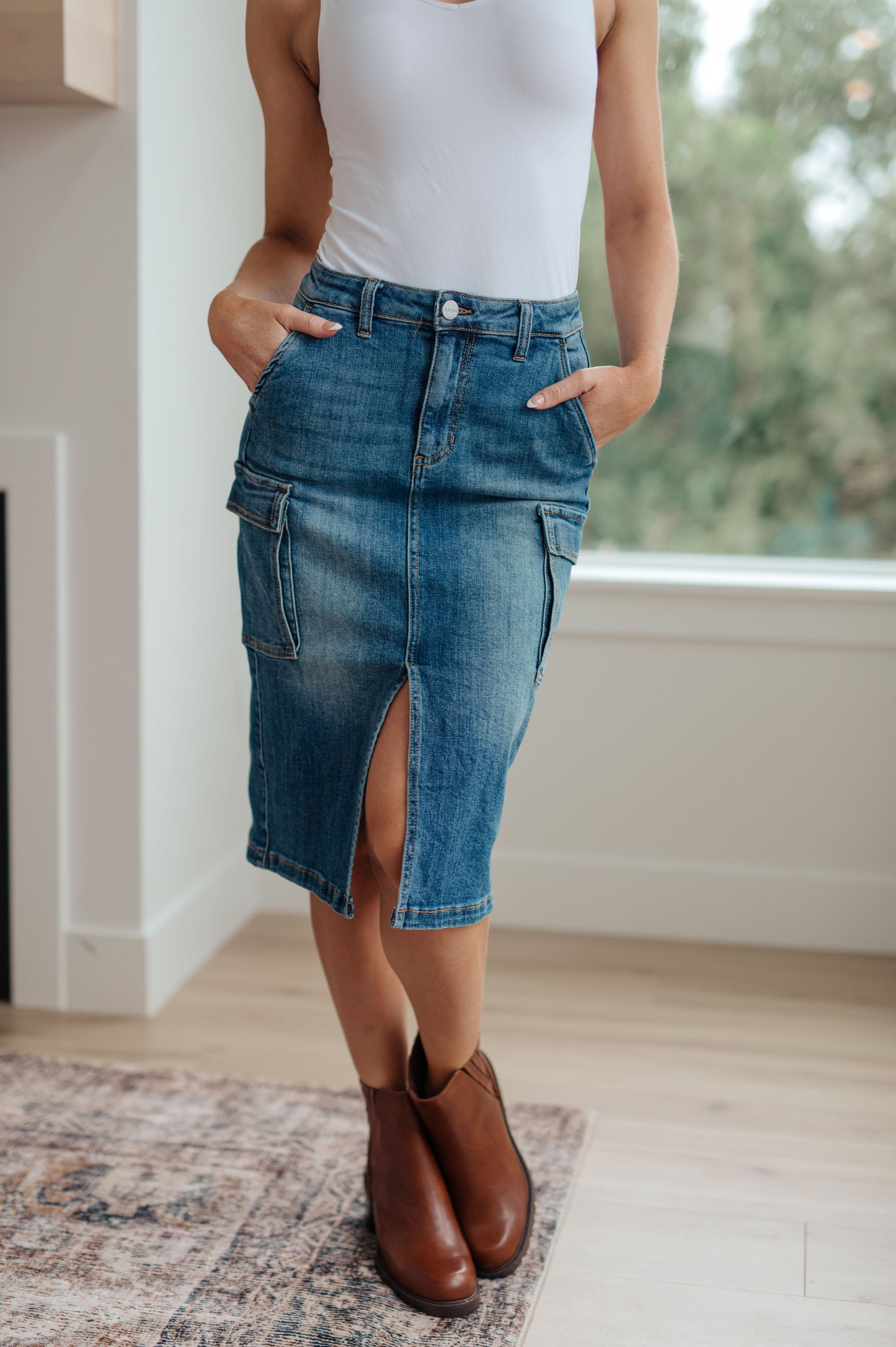 Always Be There Cargo Denim Skirt - Dahlia Boutique