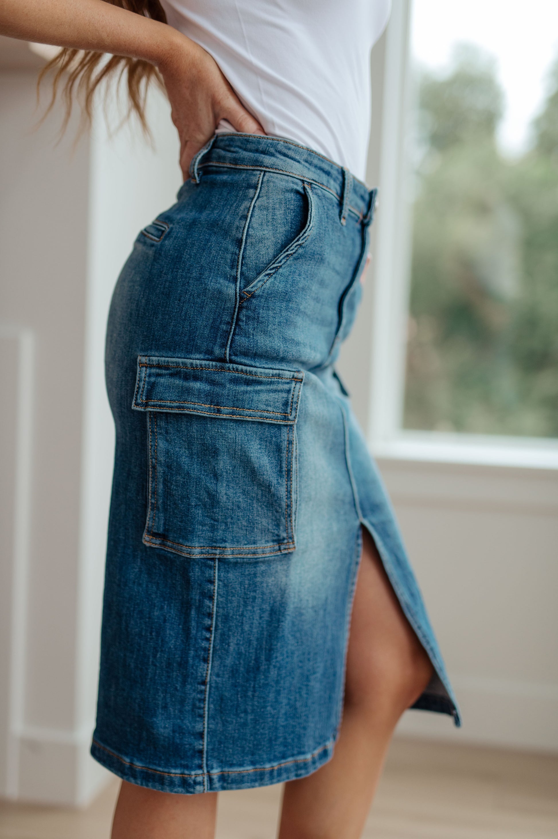 Always Be There Cargo Denim Skirt - Dahlia Boutique