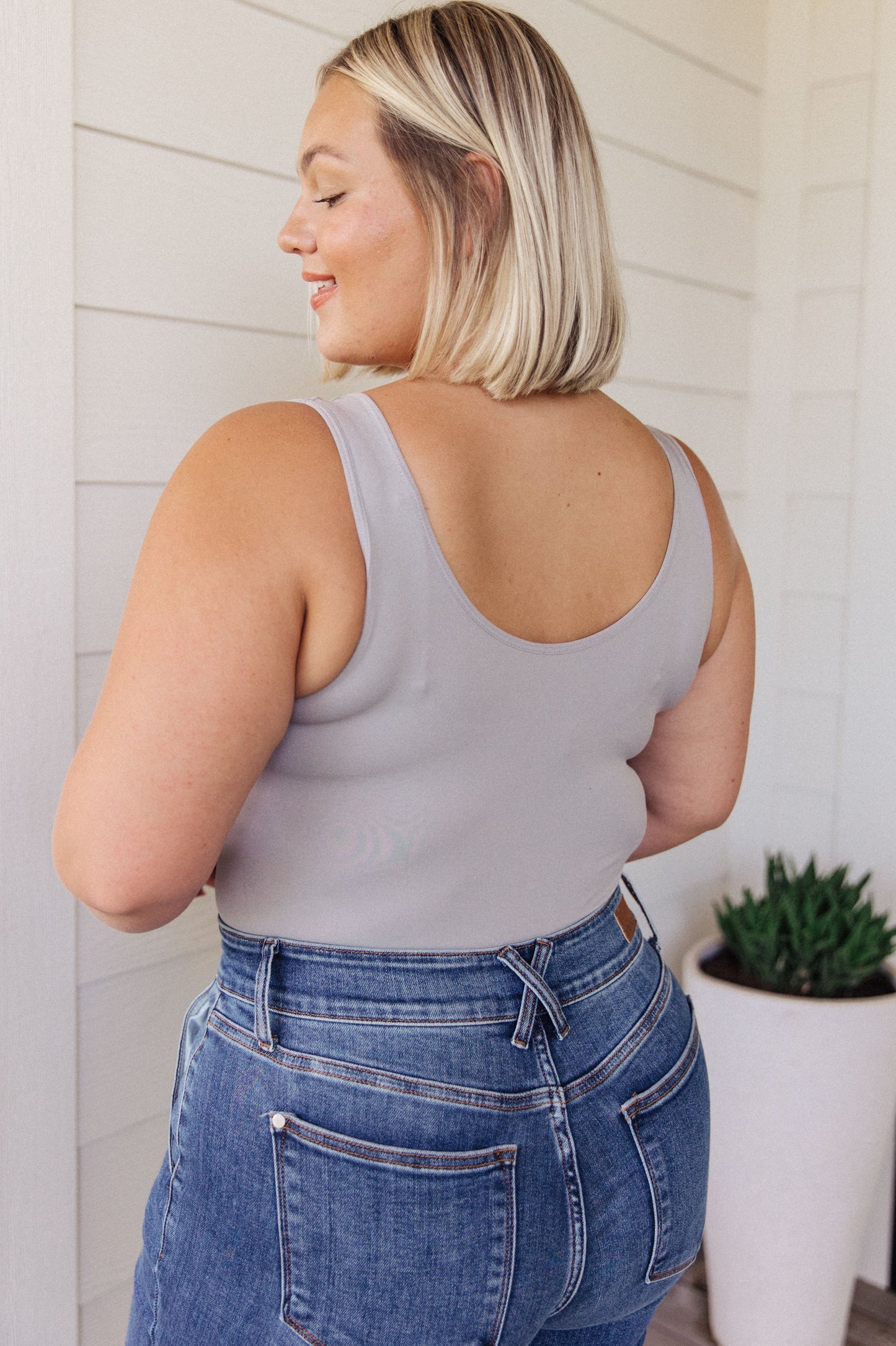 The Basics Bodysuit in Grey - Dahlia Boutique