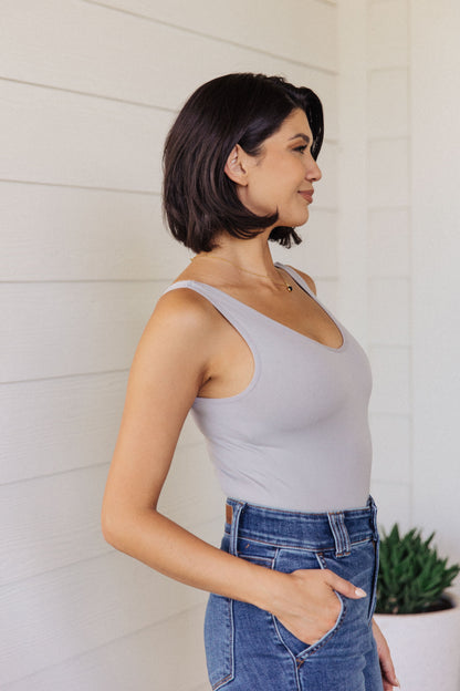 The Basics Bodysuit in Grey - Dahlia Boutique