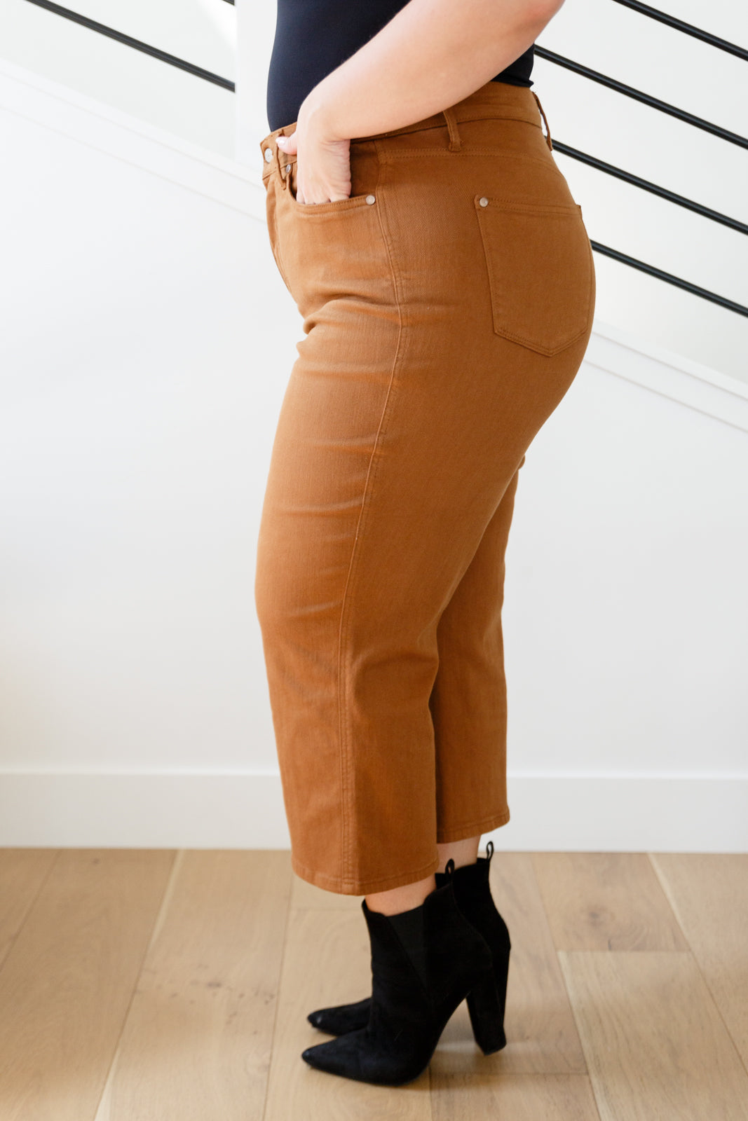 Briar High Rise Control Top Wide Leg Crop Jeans in Camel - Dahlia Boutique