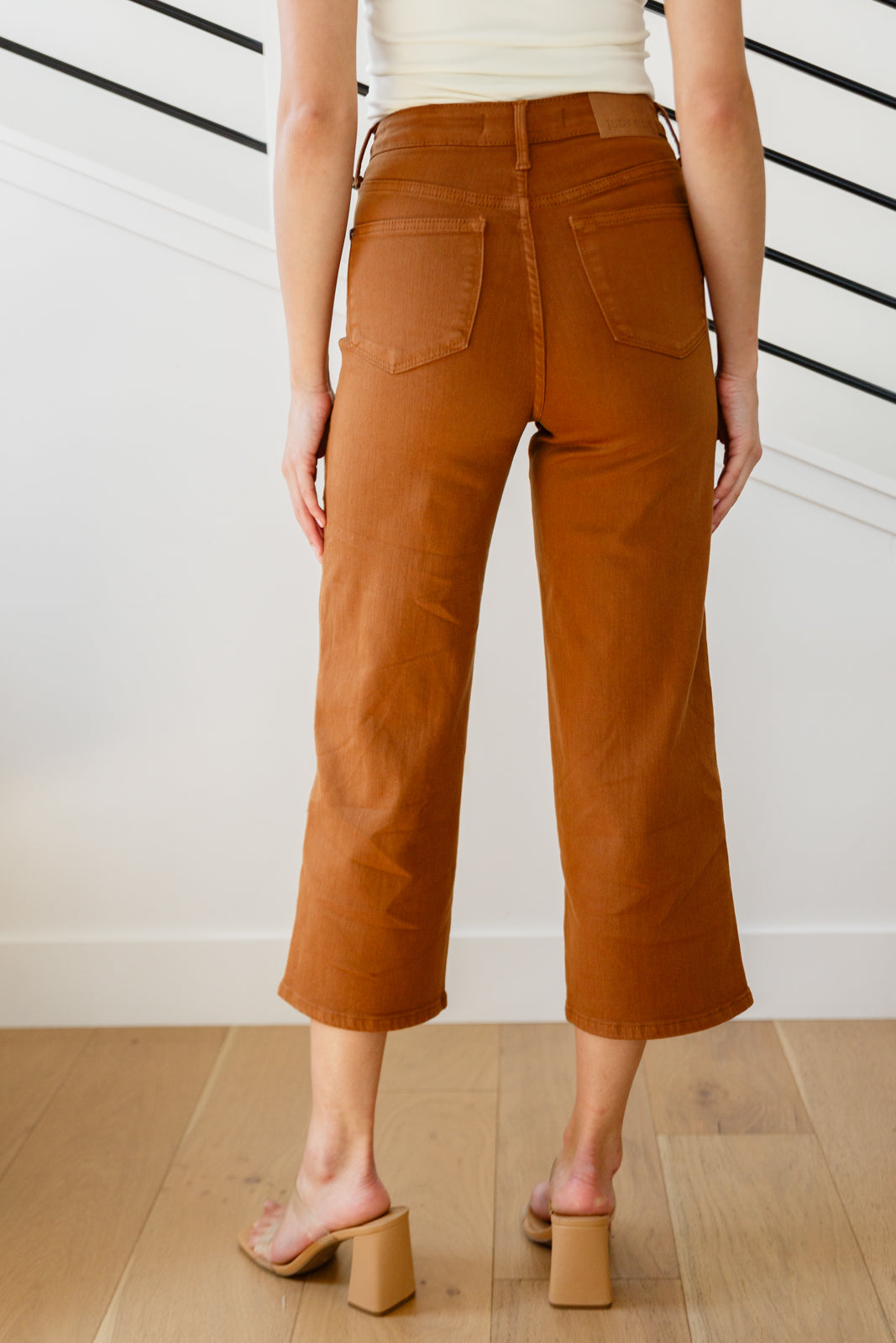 Briar High Rise Control Top Wide Leg Crop Jeans in Camel - Dahlia Boutique