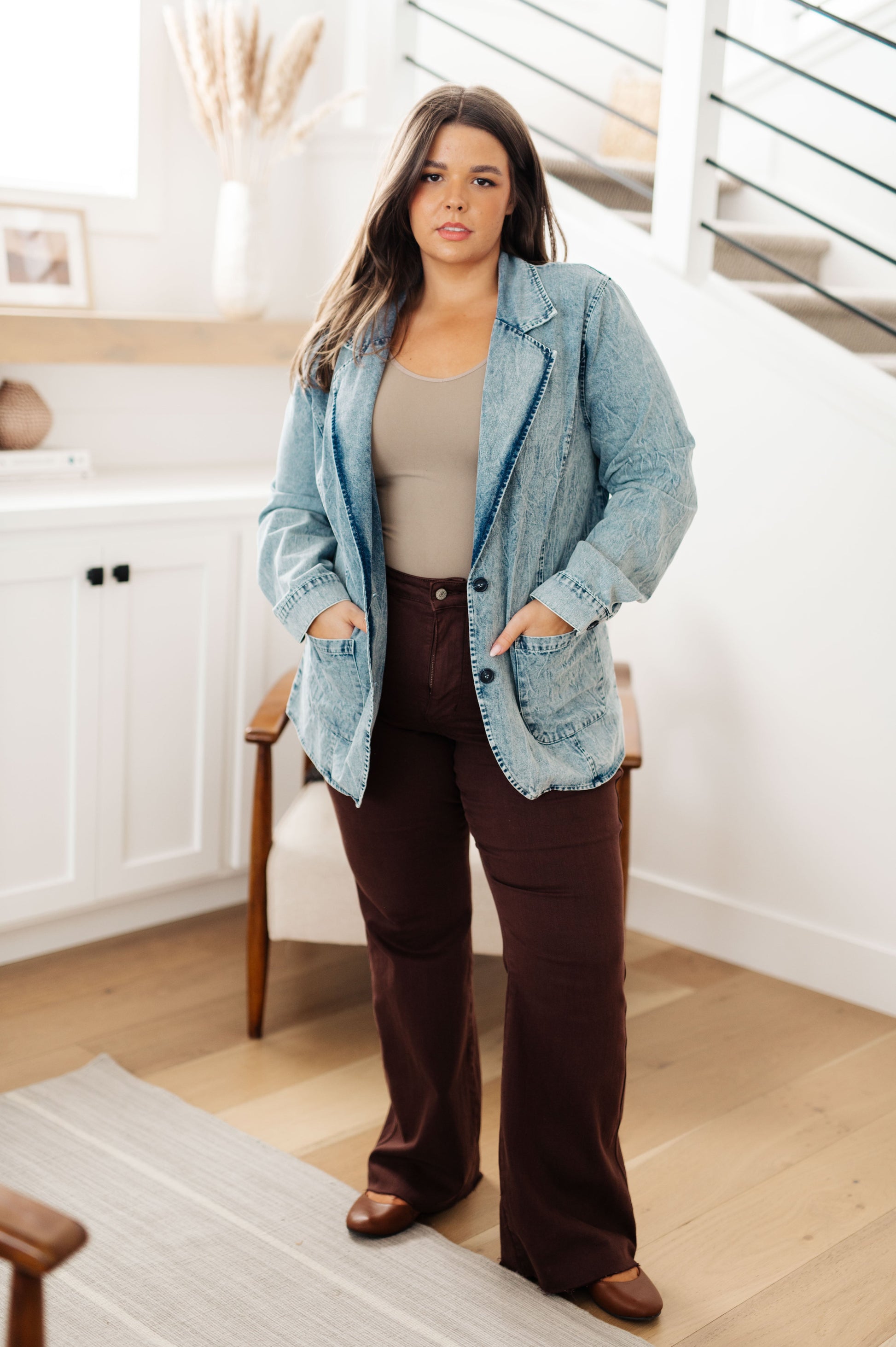 Business Brunch Denim Blazer - Dahlia Boutique