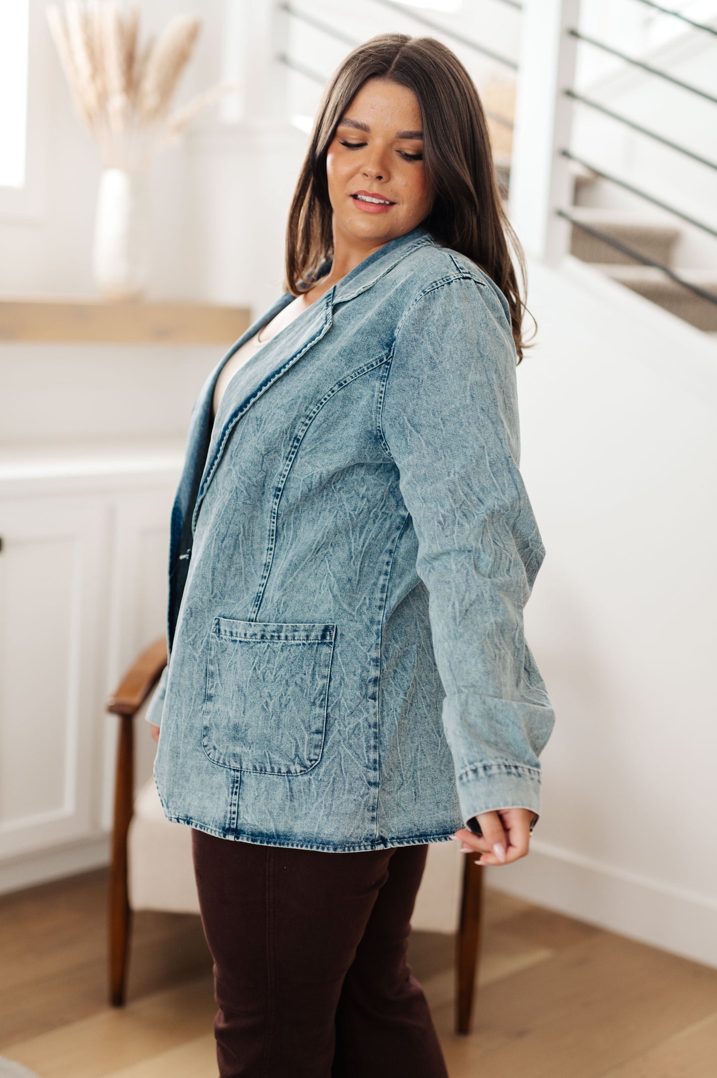 Business Brunch Denim Blazer - Dahlia Boutique