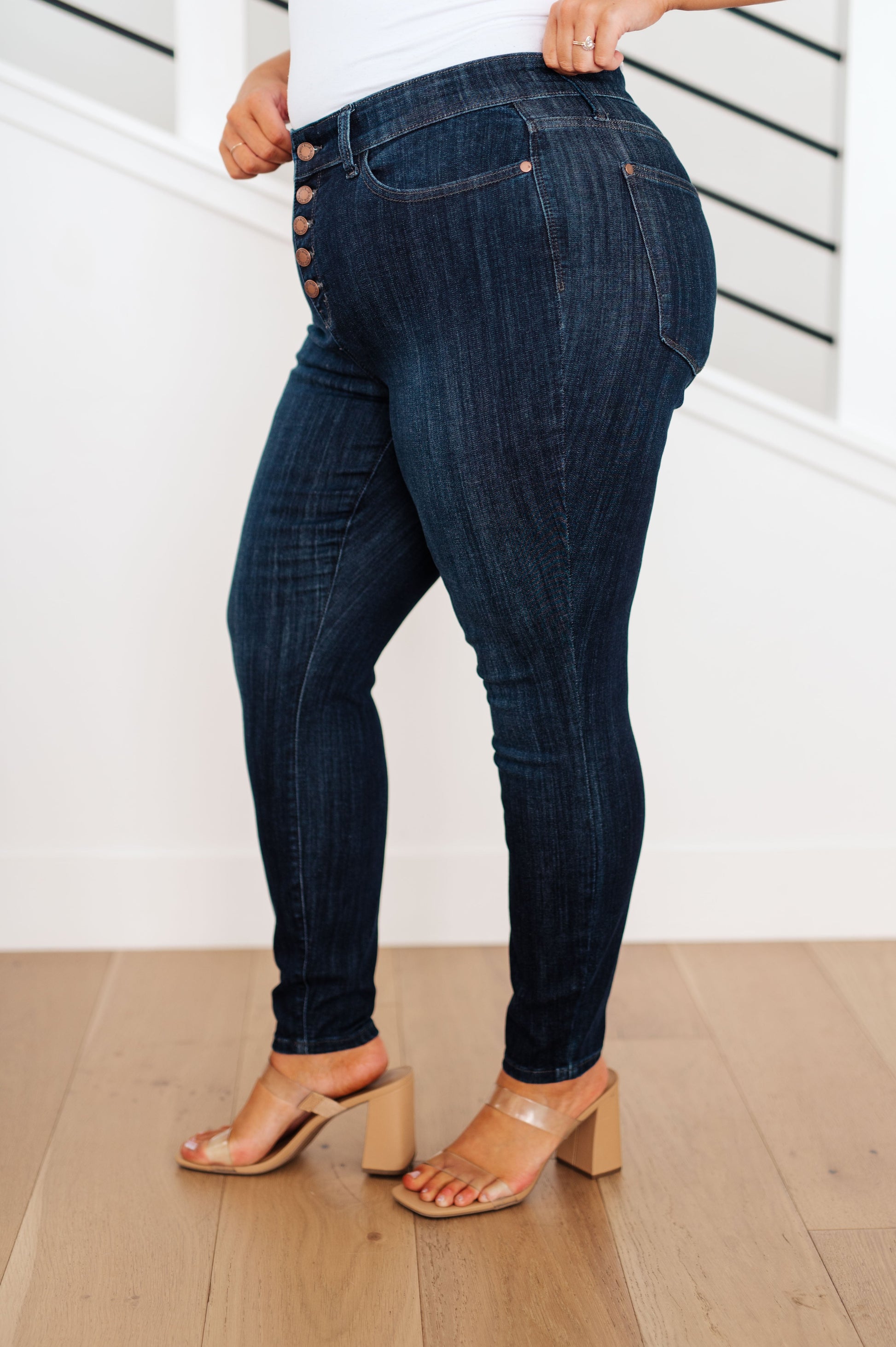 Celecia High Waist Hand Sanded Resin Skinny Jeans - Dahlia Boutique