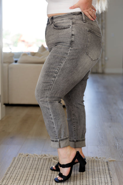 Charlotte High Rise Stone Wash Slim Jeans in Gray - Dahlia Boutique