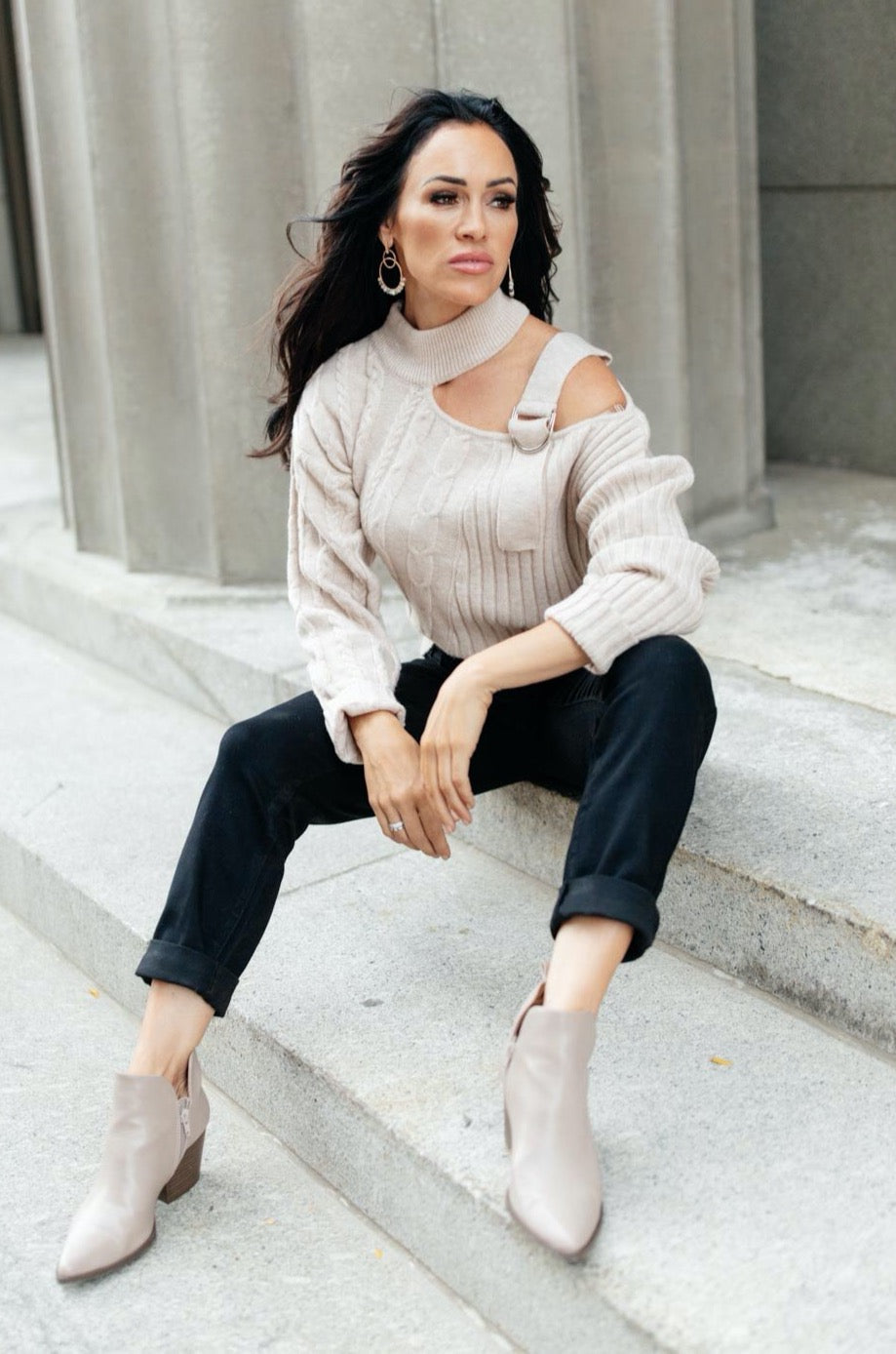 City Chic Sweater in Beige - Dahlia Boutique