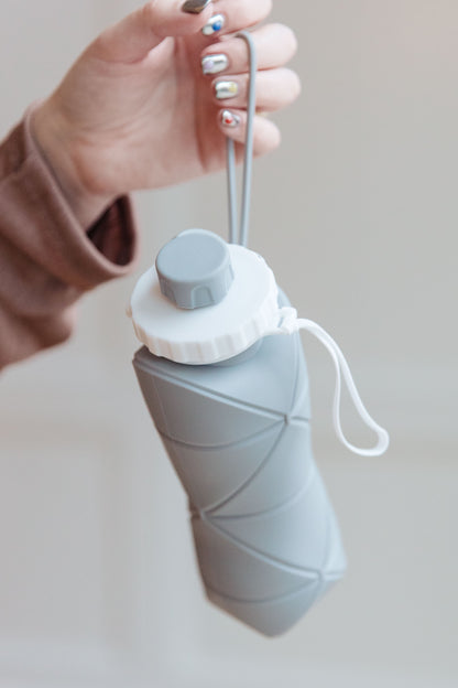 Collapsing Silicone Water Bottle in Diamond Gray - Dahlia Boutique