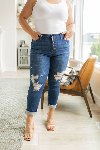 Colt High Rise Button Fly Distressed Boyfriend Jeans - Dahlia Boutique