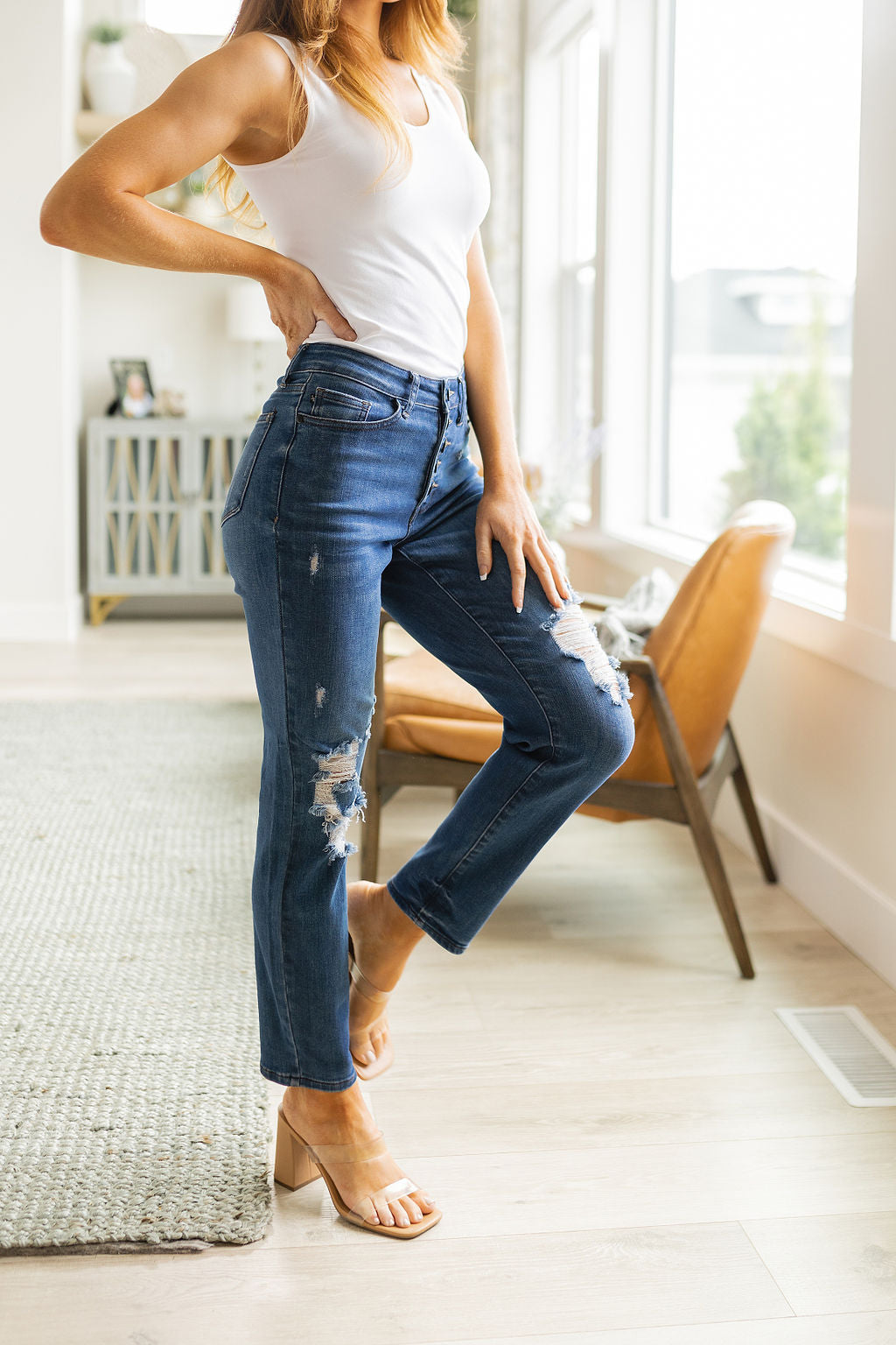 Colt High Rise Button Fly Distressed Boyfriend Jeans - Dahlia Boutique