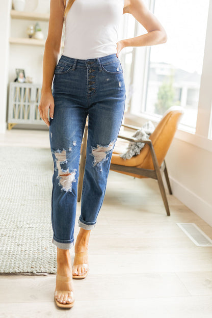 Colt High Rise Button Fly Distressed Boyfriend Jeans - Dahlia Boutique