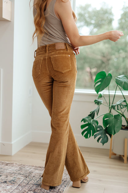 Cordelia Bootcut Corduroy Pants in Camel - Dahlia Boutique