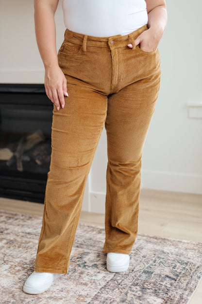 Cordelia Bootcut Corduroy Pants in Camel - Dahlia Boutique