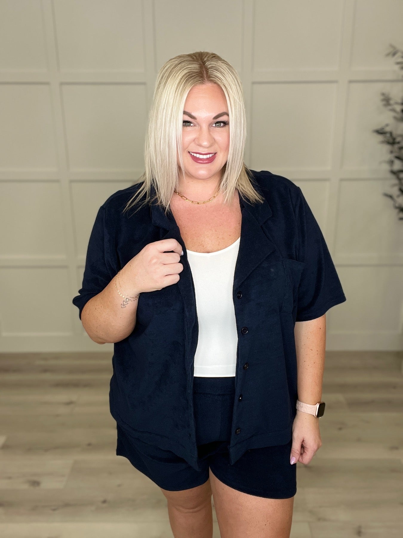 French Terry Button Down Top in Two Colors - Dahlia Boutique