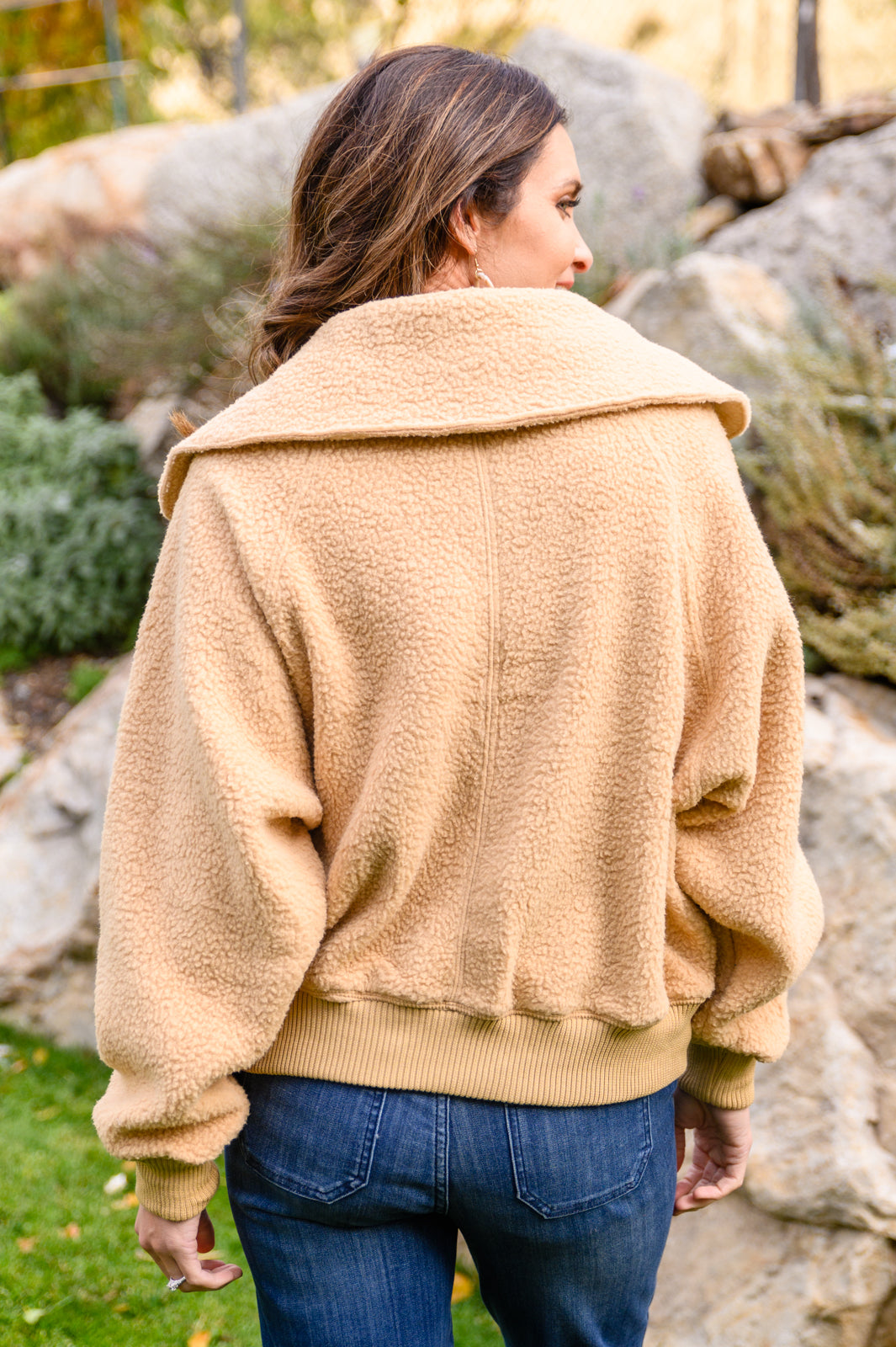 Don't Stress Oversized Collar Sherpa Jacket In Taupe - Dahlia Boutique