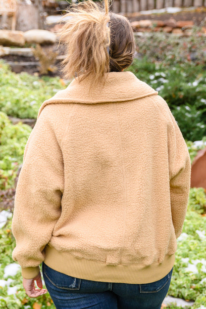 Don't Stress Oversized Collar Sherpa Jacket In Taupe - Dahlia Boutique