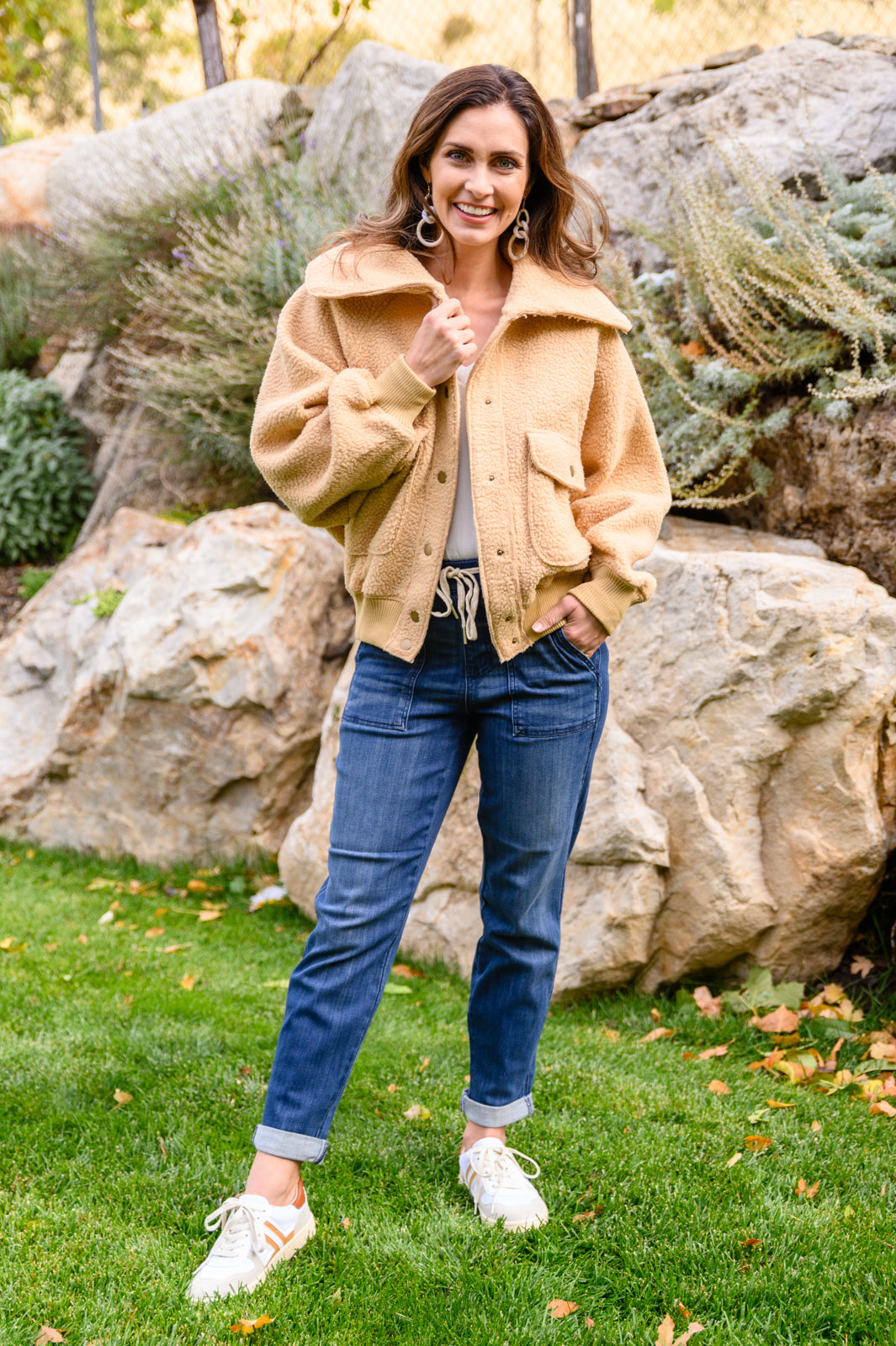 Don't Stress Oversized Collar Sherpa Jacket In Taupe - Dahlia Boutique