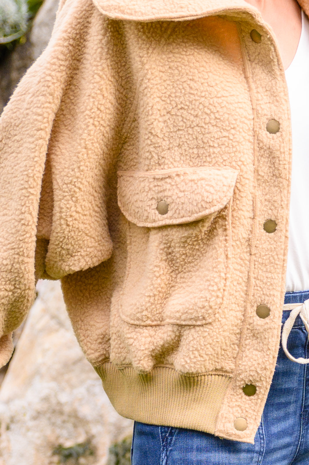 Don't Stress Oversized Collar Sherpa Jacket In Taupe - Dahlia Boutique
