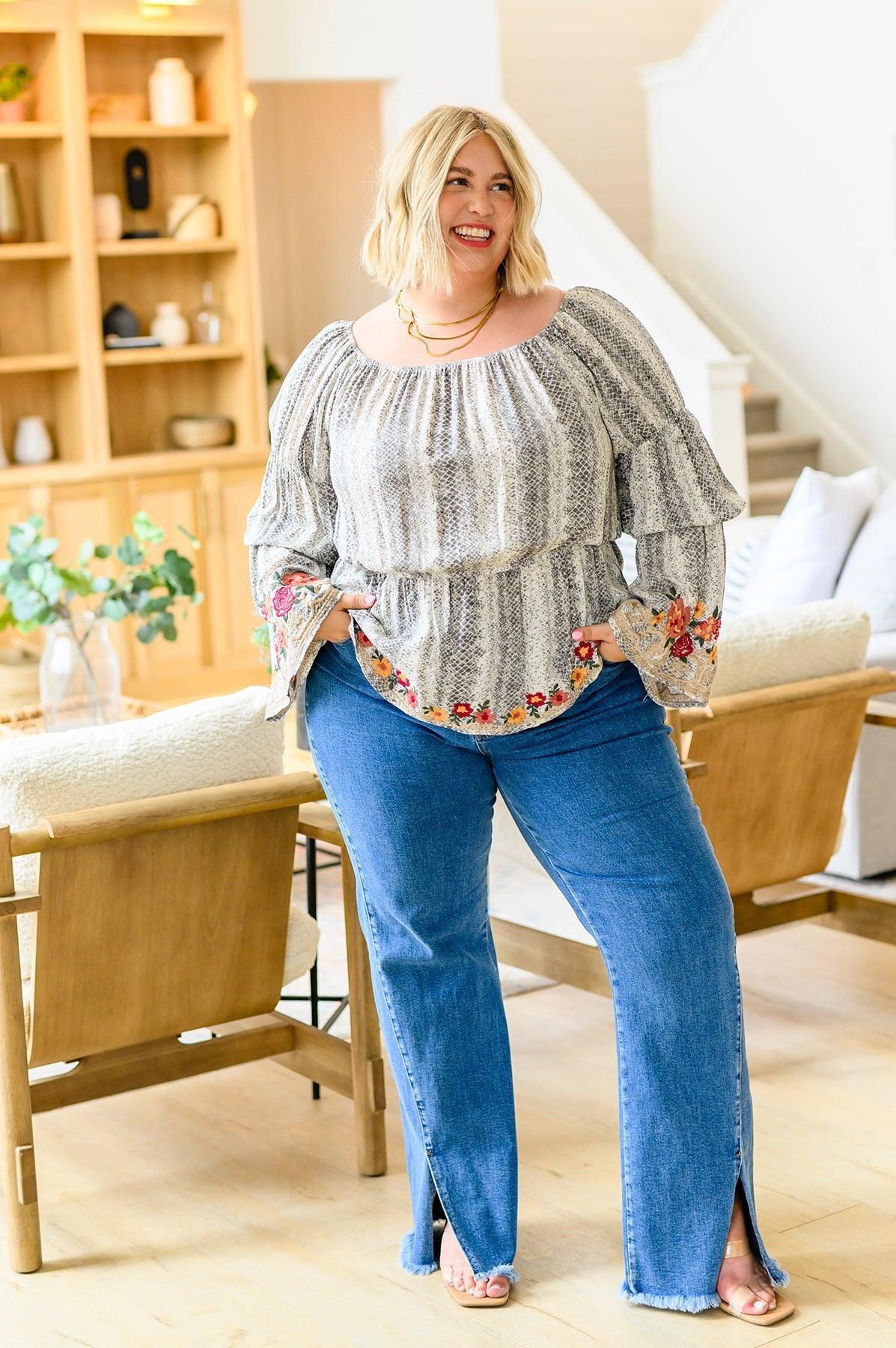 Don't Tempt Me Embroidered Blouse - Dahlia Boutique