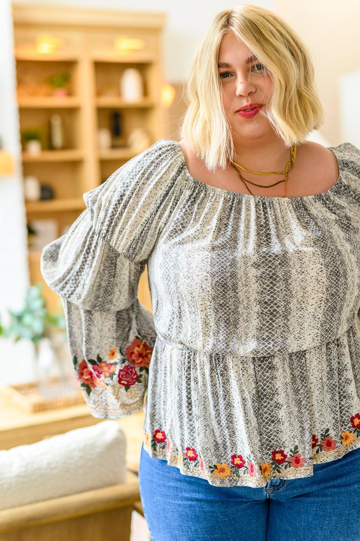 Don't Tempt Me Embroidered Blouse - Dahlia Boutique