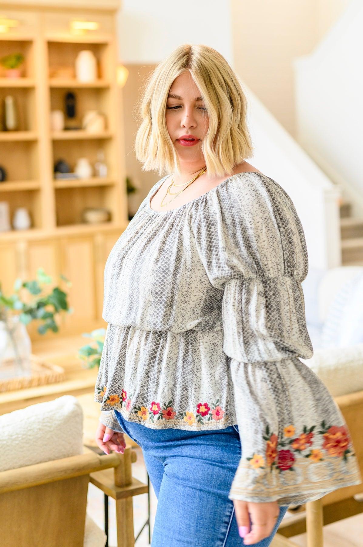 Don't Tempt Me Embroidered Blouse - Dahlia Boutique