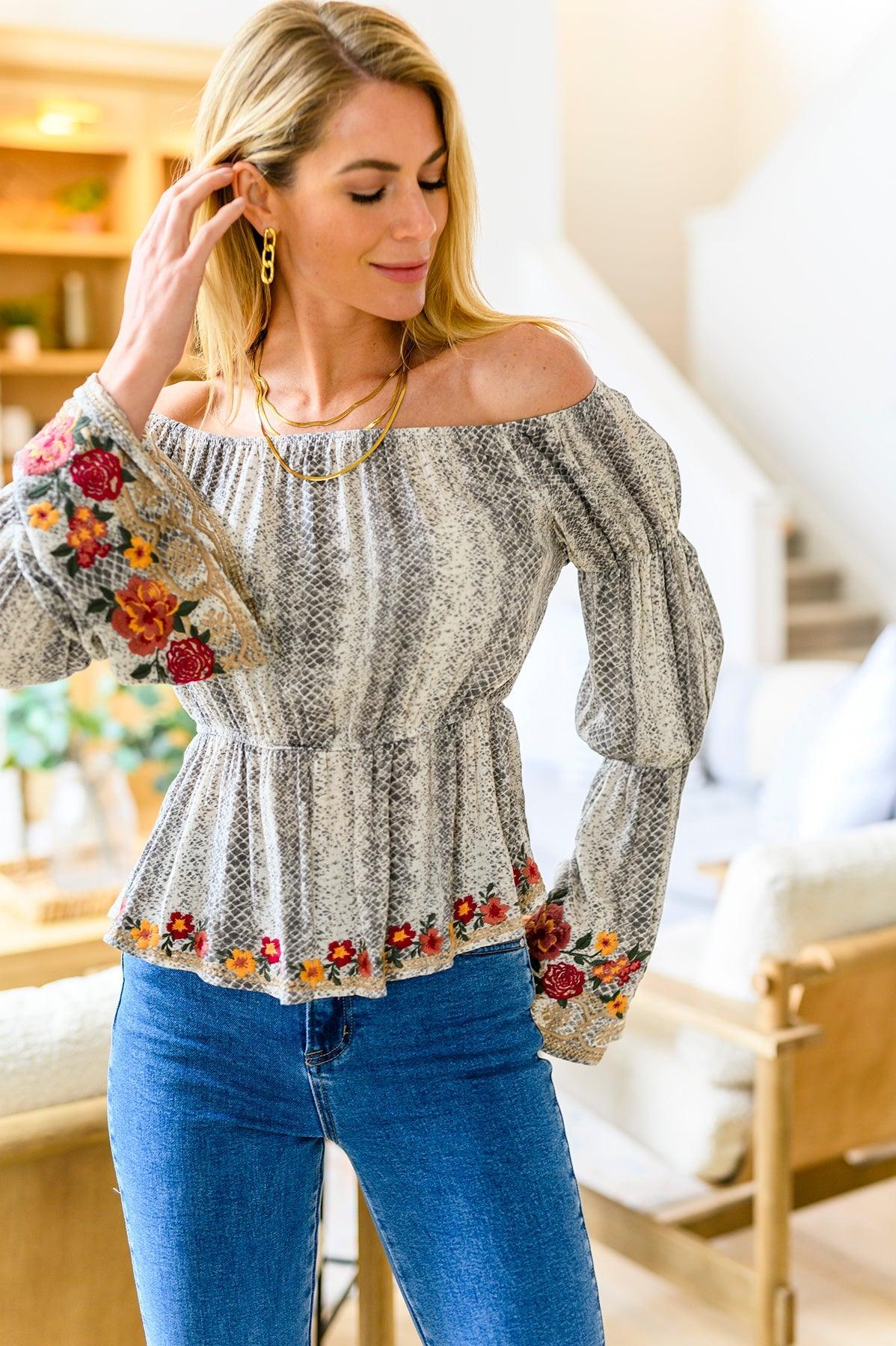 Don't Tempt Me Embroidered Blouse - Dahlia Boutique