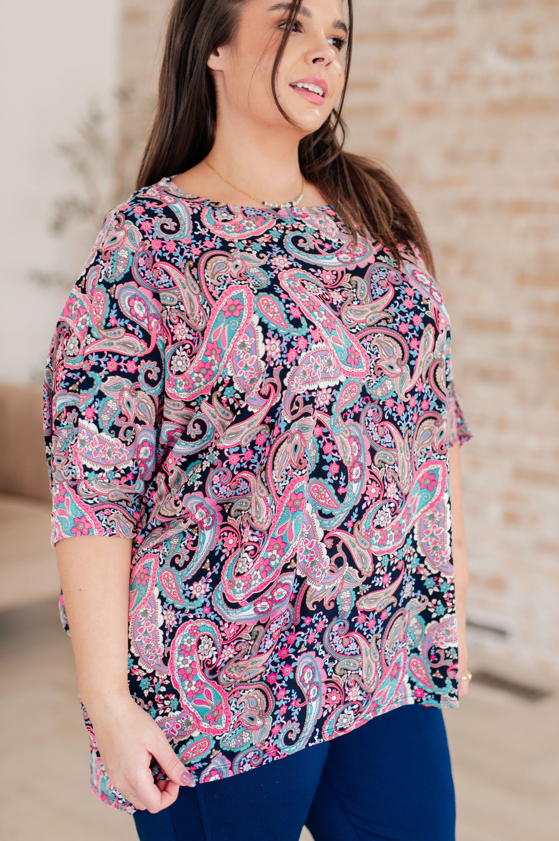 Essentially You Top in Pink Paisley - Dahlia Boutique