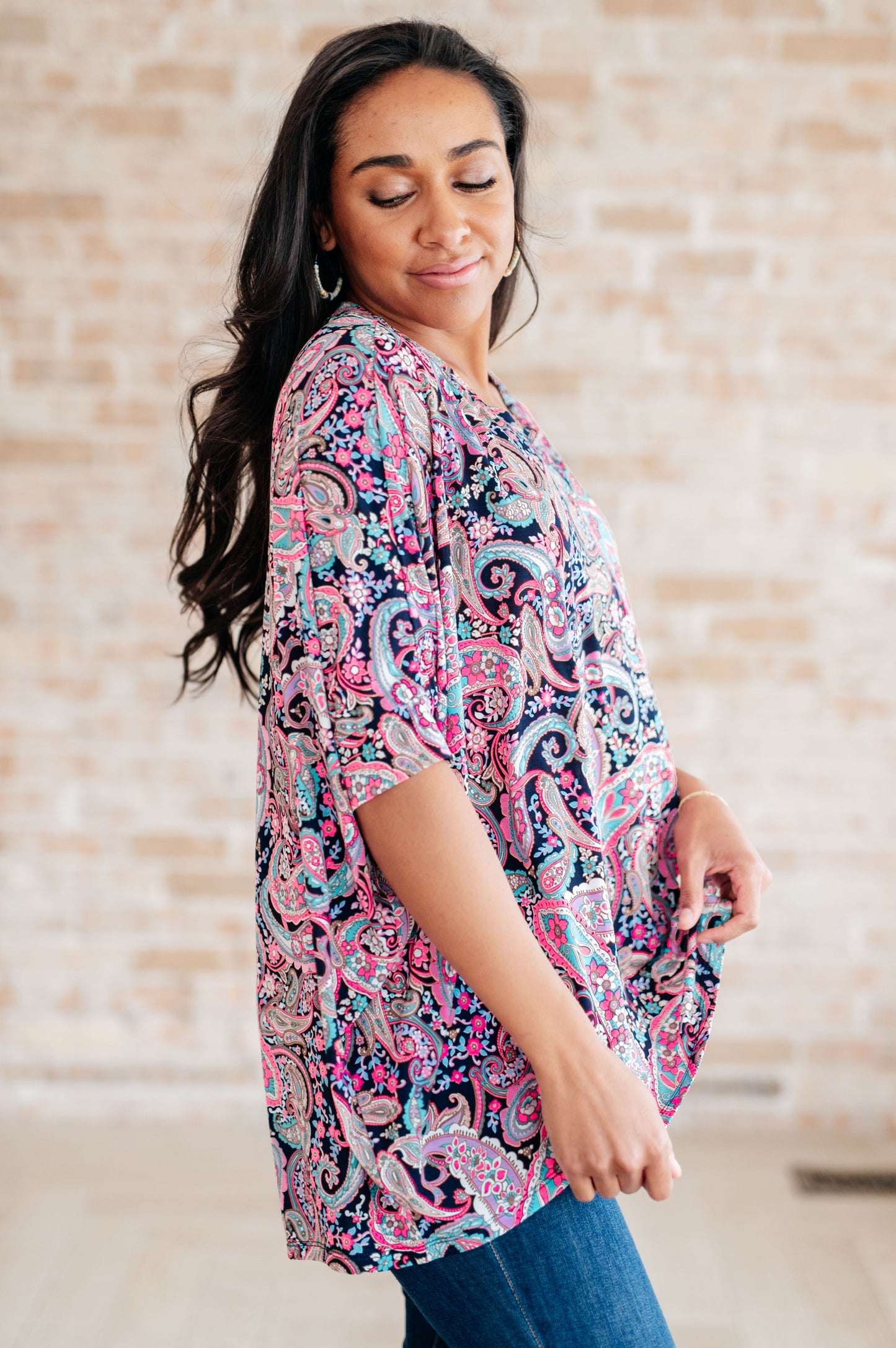 Essentially You Top in Pink Paisley - Dahlia Boutique