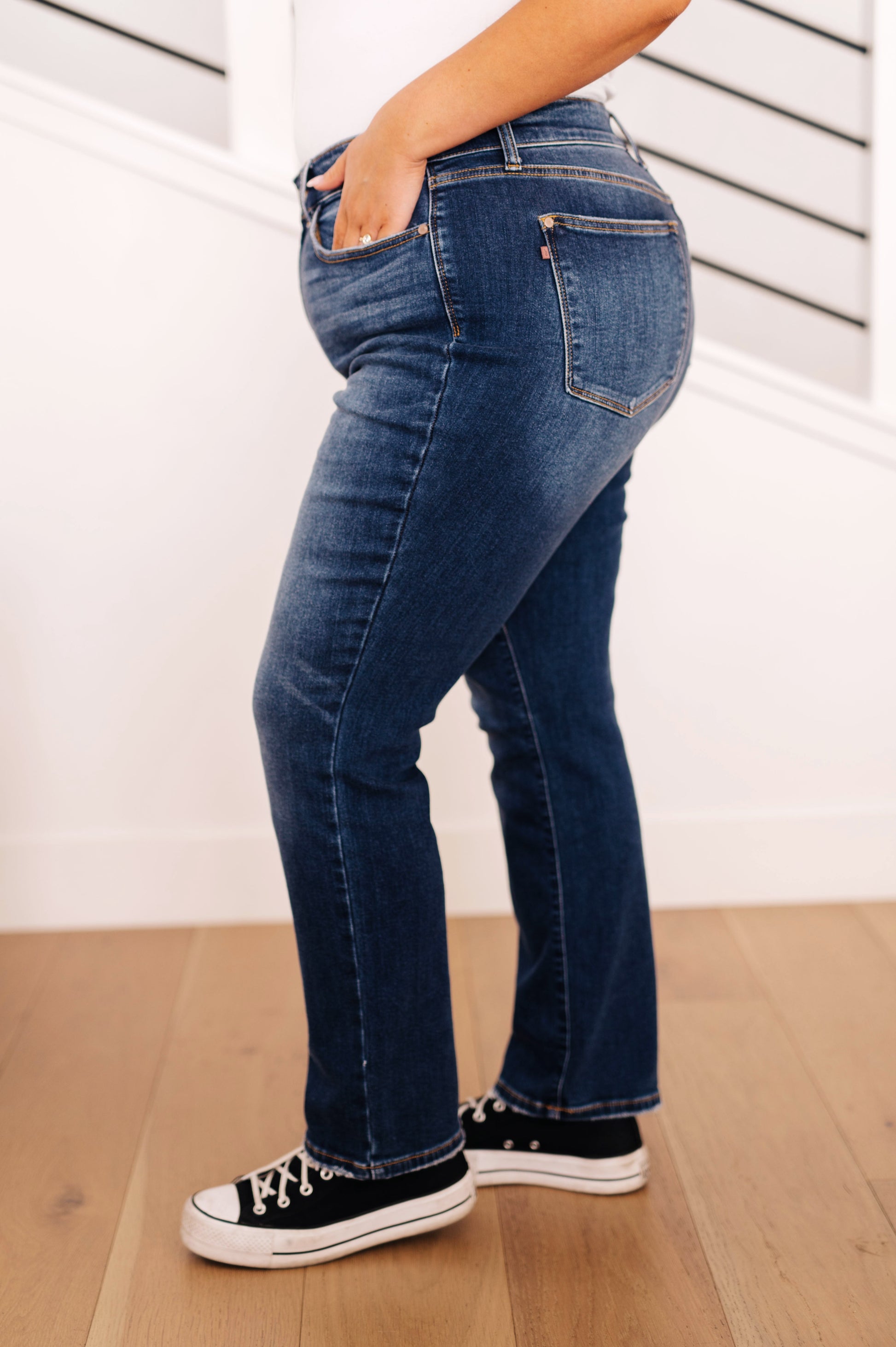 Estelle High Waist Thermal Straight Jeans - Dahlia Boutique