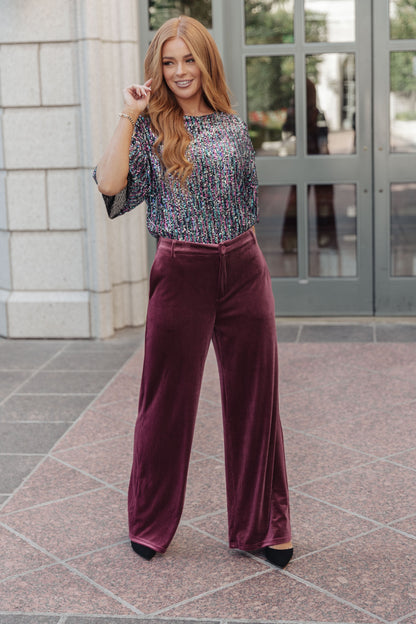 High Society Velvet Wide Leg Trousers - Dahlia Boutique